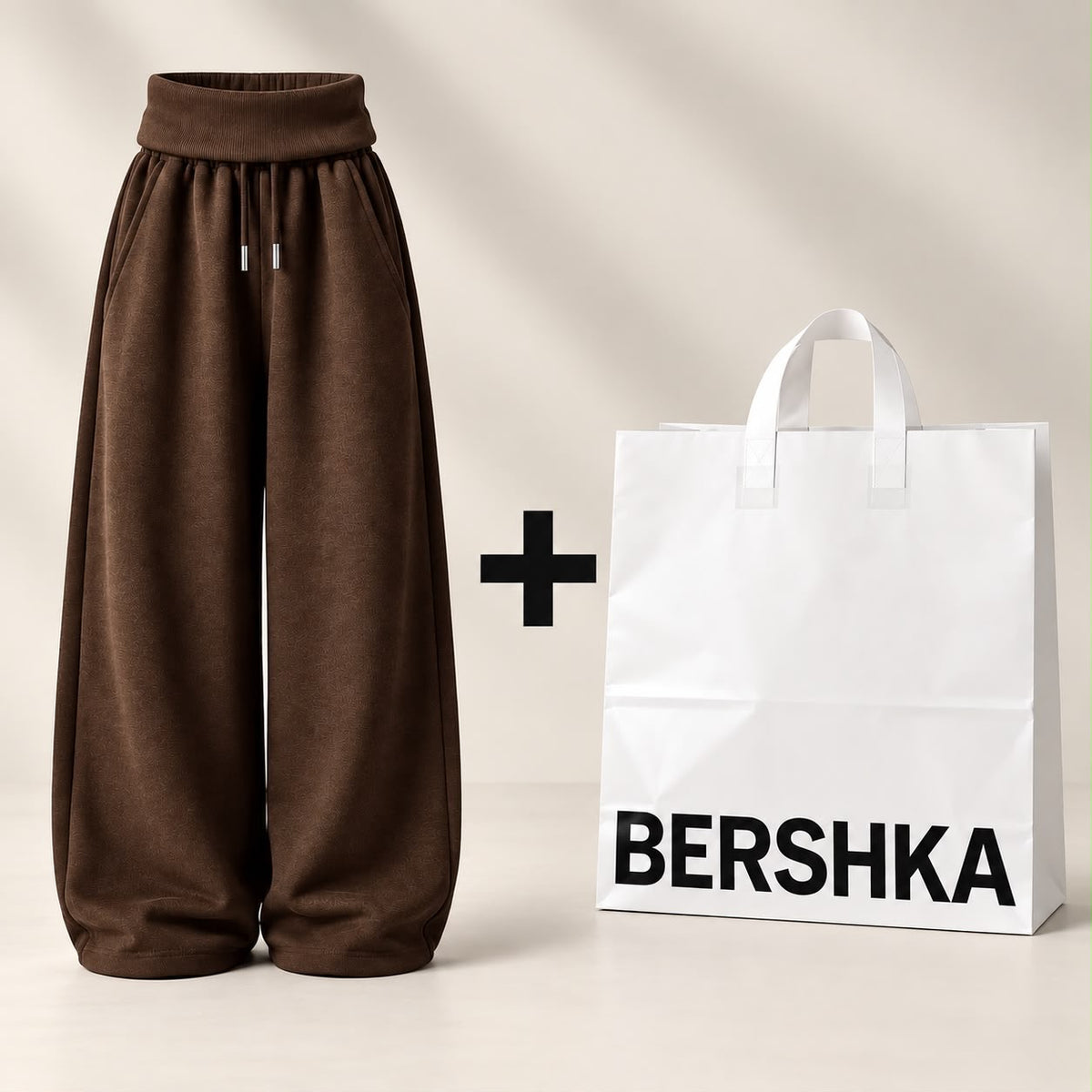 Barrel-Leg Trousers with Fold-Over Waist