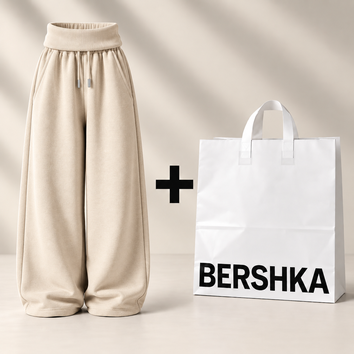 Barrel-Leg Trousers with Fold-Over Waist
