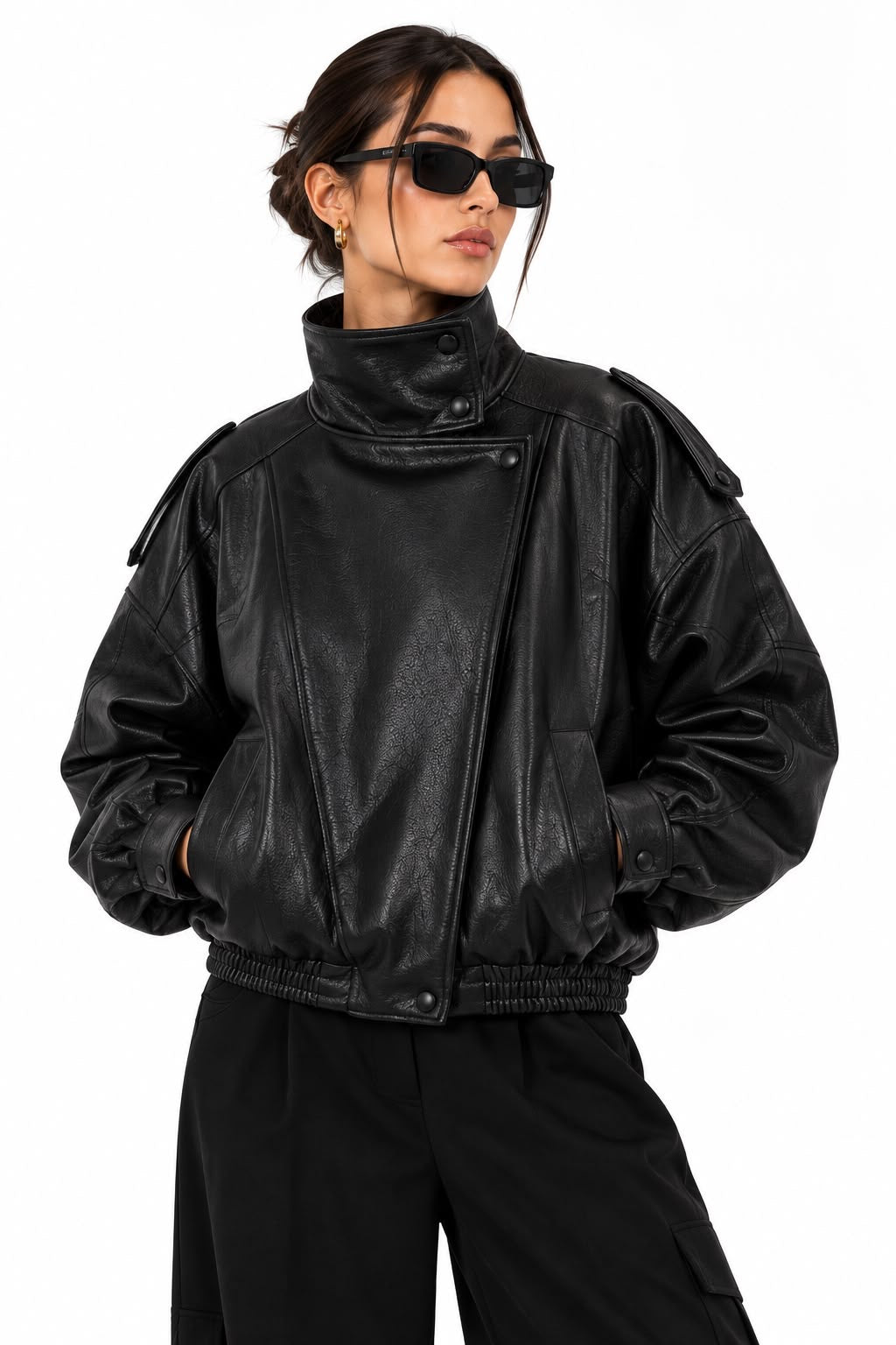 Leather biker jacket women’s