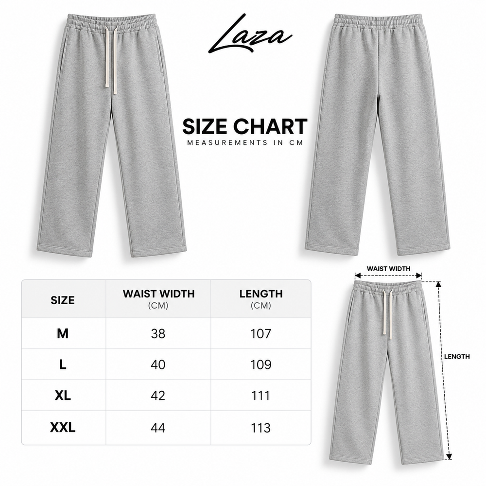 Size Chart for Wide-Leg Sweatpants