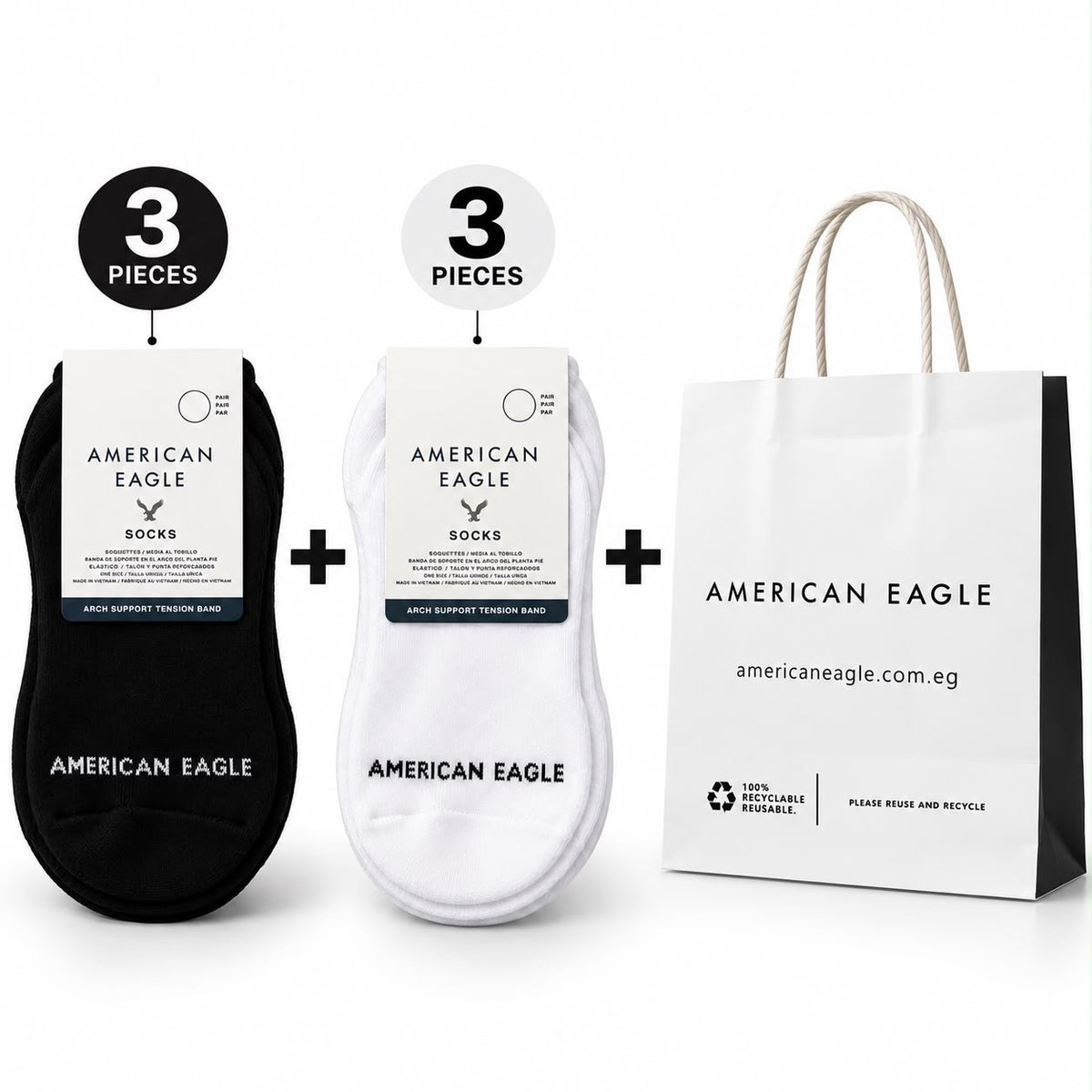 A Low-Cut Socks | Black & White Set of 6