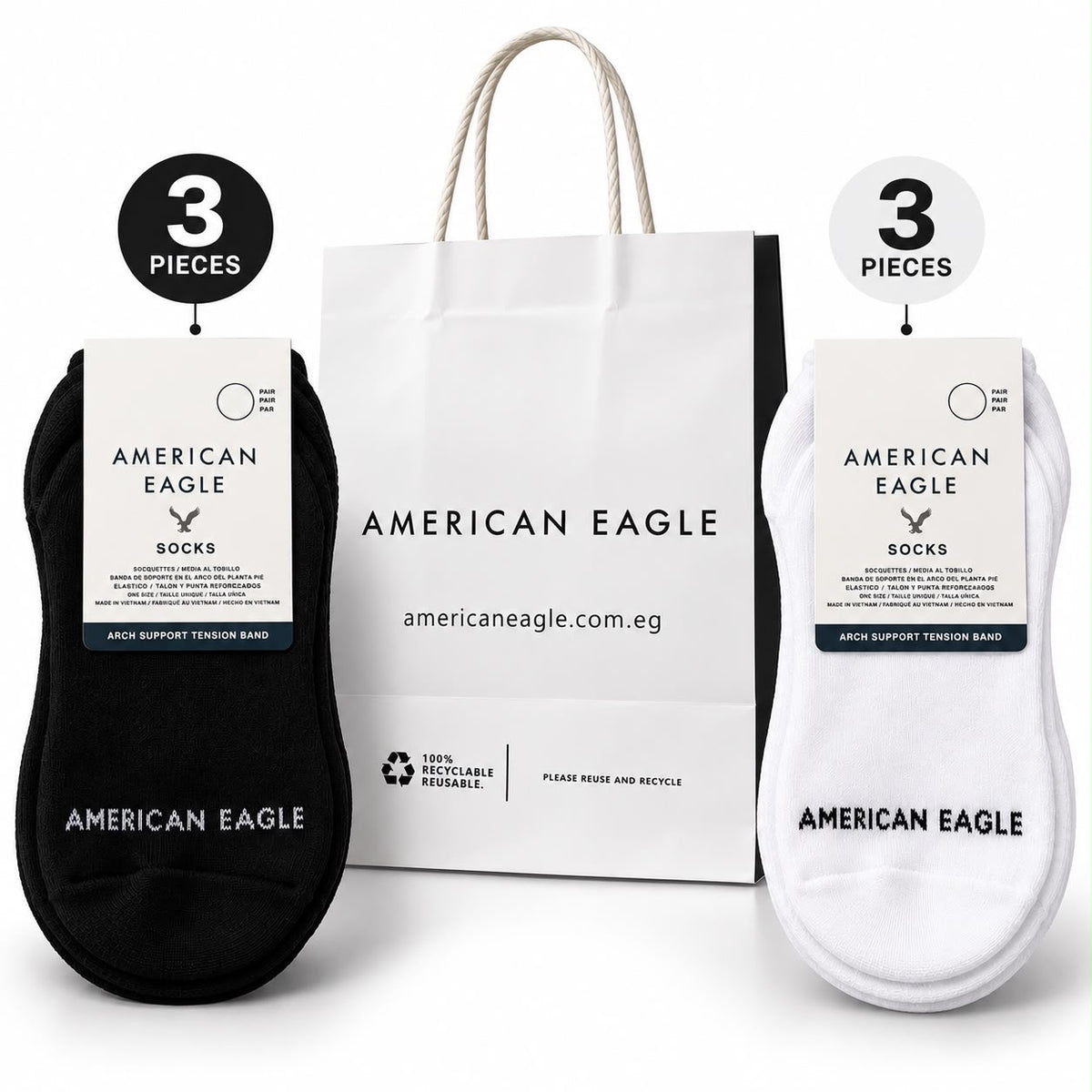 A Low-Cut Socks | Black & White Set of 6